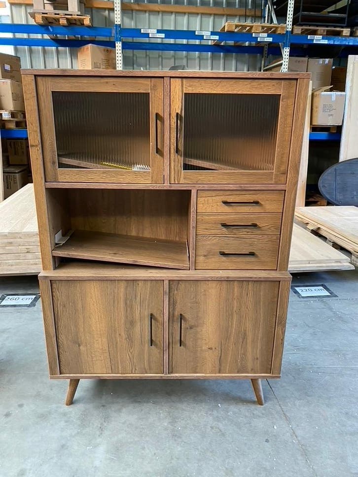 Michigan buffetkast klein, tobacco, Huis en Inrichting, Kasten | Buffetkasten, Nieuw, Met lade(s), Met deur(en), Met plank(en)