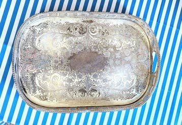 Old Sheffield - Dienblad - Verzilverd, Koper - Big Oval W, Antiek en Kunst