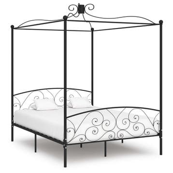 vidaXL Hemelbedframe metaal zwart 160x200 cm, Verzenden, Nieuw
