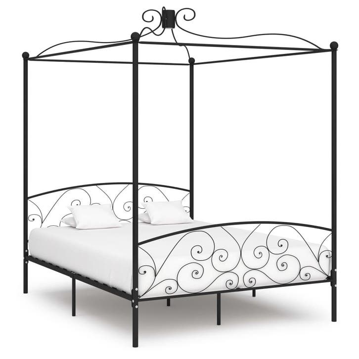 vidaXL Hemelbedframe metaal zwart 160x200 cm, Maison & Meubles, Chambre à coucher | Lits, Envoi