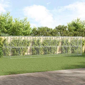 vidaXL Hondenhok 4 st zilver 8 x 2 x 2 m Verzinkt staal, Dieren en Toebehoren, Verzenden, Nieuw
