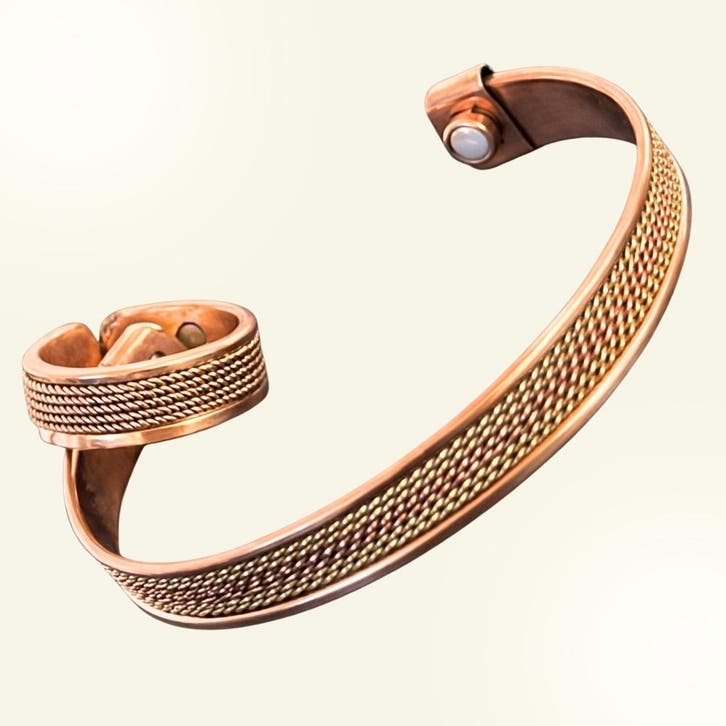 Set koperen gezondheids-klemarmband plus verstelbare ring, Sports & Fitness, Produits de santé, Wellness & Bien-être, Enlèvement ou Envoi