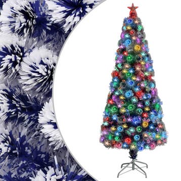 vidaXL Kunstkerstboom met verlichting 180 cm glasvezel wit, Verzenden, Nieuw
