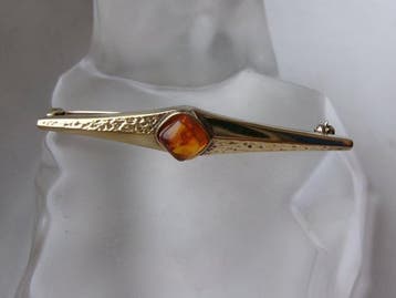 Argent, Amber - Broche - Art déco