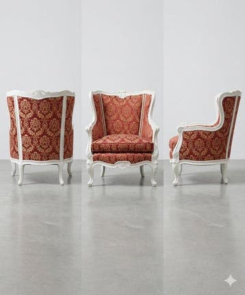 Fauteuil - Bergère-stoel - Damast - Bergère-stoel