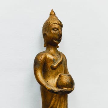 Oud-Siamese Verguld Archaïsch Glas Bedelende Boeddha-kraal