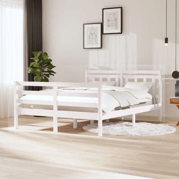vidaXL Bedframe massief hout wit 140x200 cm, Verzenden