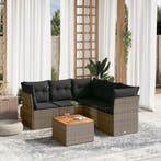 vidaXL 6-delige Loungeset met kussens poly rattan grijs, Verzenden, Loungeset