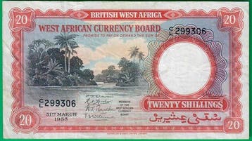 Afrique occidentale britannique. - 20 Shillings - 1953 -, Timbres & Monnaies, Billets de banque | Europe | Billets non-euro
