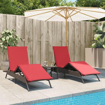 vidaXL Ligstoelen 2 st met tafel poly rattan bruin (alleen, Verzenden, Nieuw