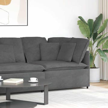 vidaXL Modulaire hoekbank met kussens 100 cm donkergrijs, Verzenden