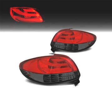 FEUX ARRIÈRE PEUGEOT 206 98-09 LIGHT BAR ROUGE FUMÉ, Verzenden