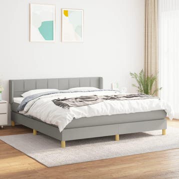 vidaXL Boxspring met matras stof lichtgrijs 180x200 cm, Verzenden, Nieuw