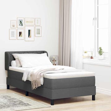 vidaXL Boxspring bed met hoofdeinde Donkergrijs 90 x 200 cm, Verzenden