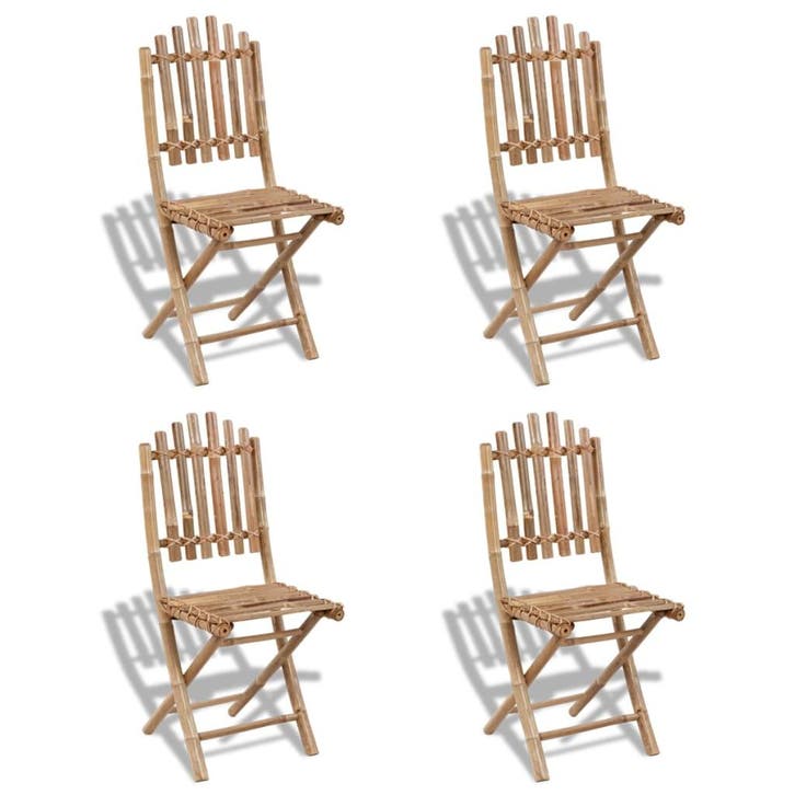 vidaXL Tuinstoelen inklapbaar 4 st bamboe, Tuin en Terras, Tuinstoelen, Nieuw, Verzenden