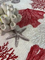 Elegante tafelkleed voor grote tafels. Rode koraal -