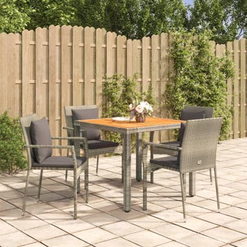 vidaXL 5-delige Tuinset met kussens poly rattan grijs, Verzenden, Nieuw, Tuinset