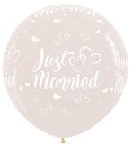 Ballonnen Just Married Hearts Crystal Clear 2 Stuks, Verzenden, Nieuw