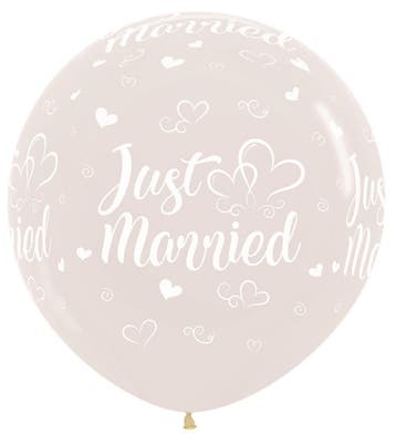 Ballonnen Just Married Hearts Crystal Clear 2 Stuks, Verzenden, Nieuw