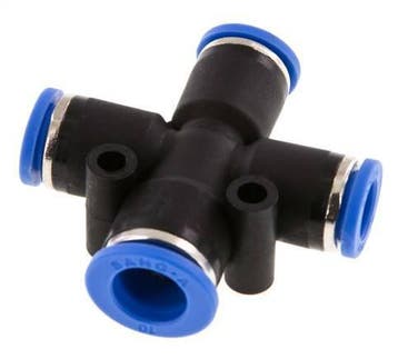 8mm x 10mm Cross PA 66 Insteekfitting 3 Aansluitingen NBR, Verzenden
