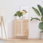 vidaXL Kastdeuren met lamellen 2 st 69x29,5 cm massief, Verzenden, Nieuw