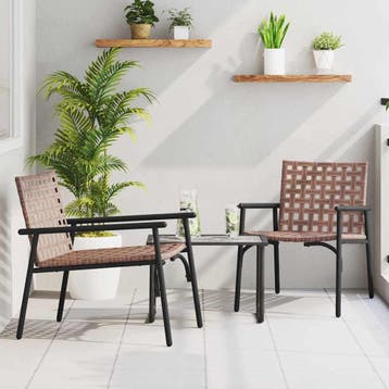 vidaXL Tuinstoel 2 st Bruin poly rattan, Verzenden, Nieuw