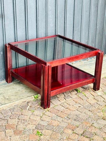 Salontafel - Hout, Glas - salontafel, Antiek en Kunst