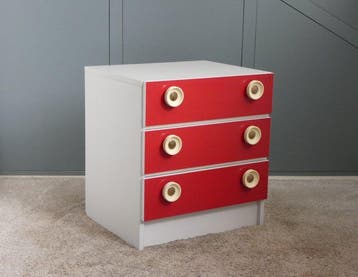 Ladekast - Vintage Nachtkastje - Houtvezelplaat, Kunststof,