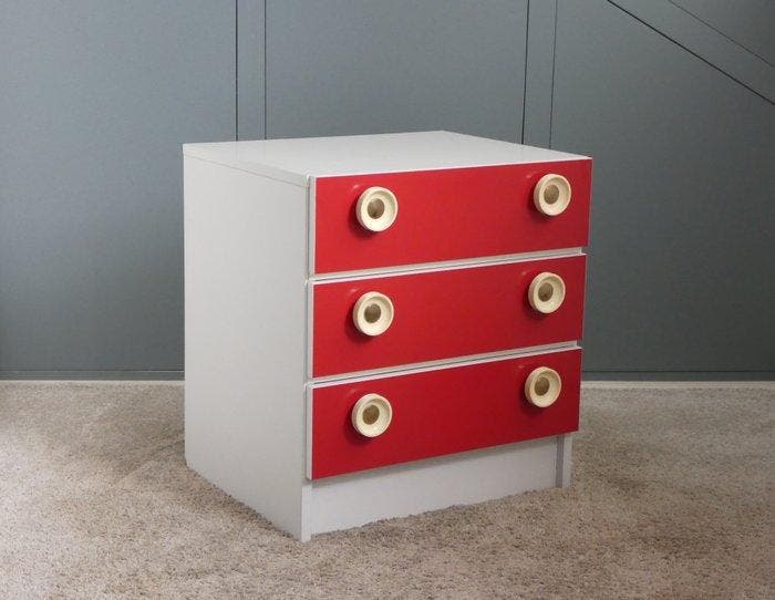 Ladekast - Vintage Nachtkastje - Houtvezelplaat, Kunststof,, Antiquités & Art, Art | Objets design