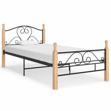 vidaXL Bedframe metaal zwart 90x200 cm, Verzenden