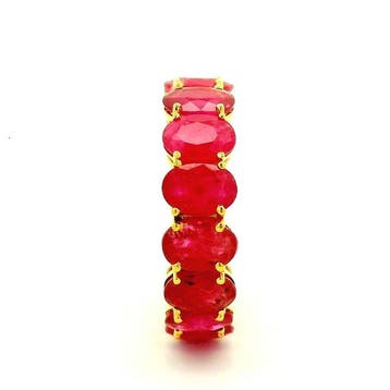 Eeuwigheidsring - 14 karaat Geel goud - 10.33ct. tw. Robijn, Handtassen en Accessoires