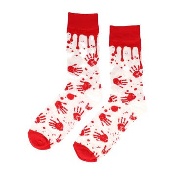 Sokken - Horror Bloed Handjes Print - Wit Rood - Katoen -, Vêtements | Femmes