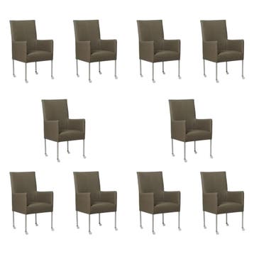 Set van 10 Leren eetkamerstoelen Spark - Toledo Smog, Ophalen of Verzenden