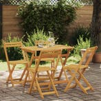 vidaXL Opvouwbare Tuin Stoelen 4 pcs Naturel 40 x 53 x 80 cm, Tuin en Terras, Verzenden, Nieuw