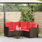 vidaXL Buiten bank set met kussen 2 pcs Bruin en Rood poly, Verzenden