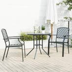 vidaXL 3-delige Tuinset stapelbaar gepoedercoat staal, Verzenden, Nieuw, Tuinset