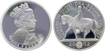 Großbritannien Uk 5 Pfund 2002 Royal gouden Jubilee Queen.., Verzenden