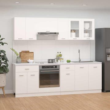 vidaXL 8-delige Keukenkastenset Lyon bewerkt hout wit, Verzenden, Nieuw