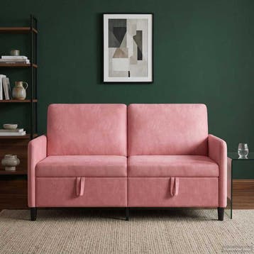 vidaXL Sofa met Opbergruimte Roze 152 x 78 x 87 cm Polyester, Verzenden