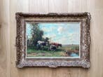 Jan van der Heiden (1911-1992) - Boer met koeien in, Antiek en Kunst, Kunst | Schilderijen | Klassiek