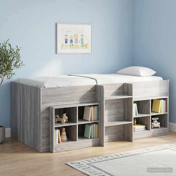 vidaXL Kinderhoogslaper Grijs Sonoma 90 x 200 cm Bewerkt, Verzenden