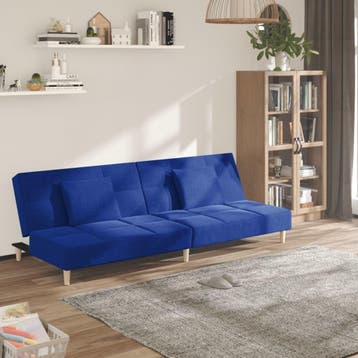 vidaXL Slaapbank / zetel 2-zits met 2 kussens stof blauw, Verzenden, Nieuw