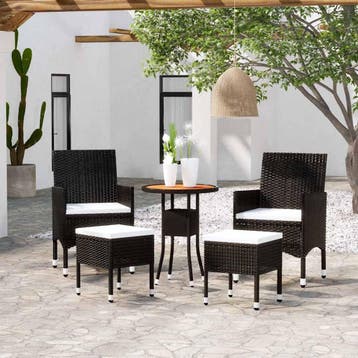 vidaXL 5-delige Loungeset poly rattan zwart, Verzenden, Loungeset