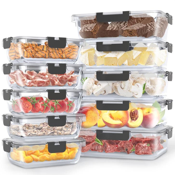 Avalo Vershoudbakjes Glas - Met Deksel - 10 Delig 1060ml, Maison & Meubles, Cuisine| Tupperware, Envoi