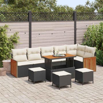 vidaXL Tuinbank Set 10 st 10-Aantal zitplaatsen Zwart en, Tuin en Terras, Verzenden, Nieuw