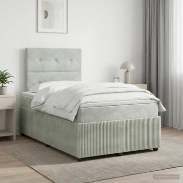 vidaXL Boxspringbed met matras Lichtgrijs 120 x 190 cm, Maison & Meubles, Verzenden