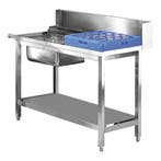 RVS spoeltafel links met onderschap + achteropstand |, Verzenden, Nieuw in verpakking