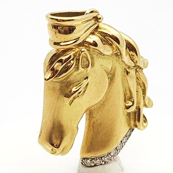 Hanger - 18 karaat Geel goud, Witgoud - 0.08ct. tw. Diamant, Handtassen en Accessoires, Antieke sieraden