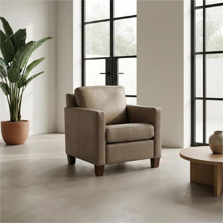 Leren fauteuil Smart - Granada Taupe (taupe/bruin) - Poten, Huis en Inrichting, Fauteuils, 50 tot 75 cm, 75 tot 100 cm, Nieuw