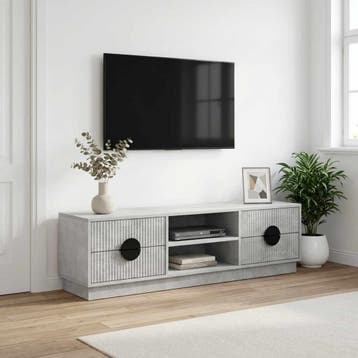 vidaXL Tv-meubel VENRAY 137,5 x 33 x 40 cm Betongrijs, Huis en Inrichting, Verzenden, Nieuw
